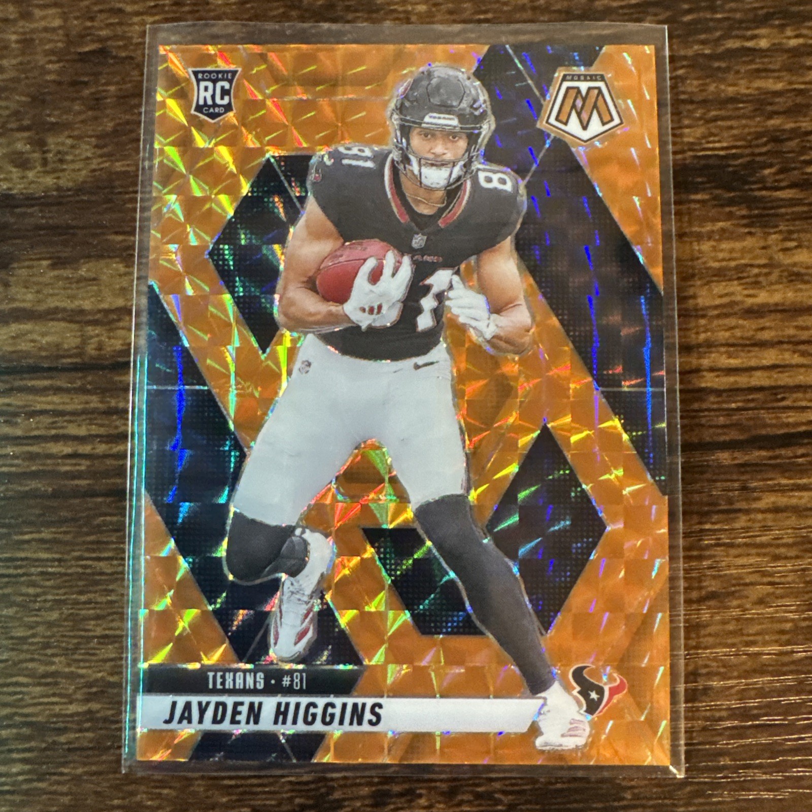 2025 Mosaic Jayden Higgins (RC) Orange Mosaic Prizm #346 /199 Houston Texans!