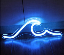 Welle Leuchtreklamen blau LED Nachtlichter mit dimmbarem Schalter für Kinder Wanddeko