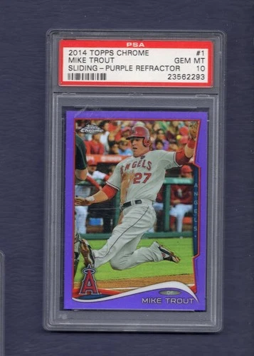 2014 TOPPS CHROME #1 MIKE TROUT PURPLE REFRACTOR PSA 10 GEM MINT