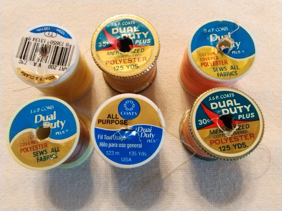 Casacos de rosca 6 carretéis dupla função, bronzeado, laranja, amarelo; poliéster, parcialmente usado - Imagem 2 de 2