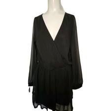 Express Womens Lined Crisscross Front Sheer Long Sleeved Dress S/P