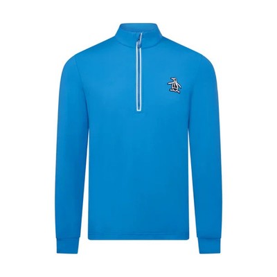 Original Penguin Herren Technical Earl Quarter Zip Mid Layer, Französisch Blau, NEU
