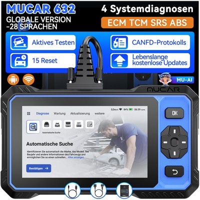 MUCAR 632 KFZ OBD2 Diagnosegerät Auslesegerät 4 System ECM TCM SRS ABS 15 Reset