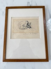 André Dunoyer de Segonzac Eau-forte La Chatte et son Petit 1932 LC 664 Signée