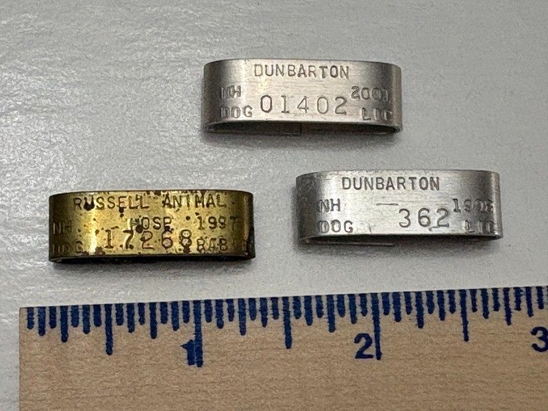 Vintage Aluminum Dog License Tags Dunbarton NH Lot of 3