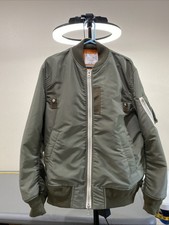 Used Sacai SCM-201 Khaki Nylon Twill Blouson Jacket Size 3 Please Read
