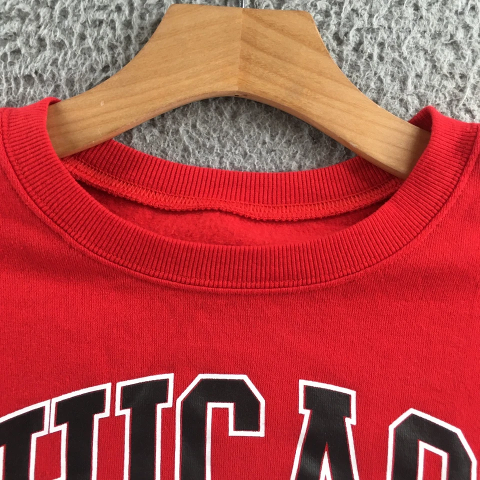 Sudadera NBA Chicago Bulls Para Hombres M Roja Negra Mezcla de Algodón Pullover Cuello Redondo Foto 3 de 4