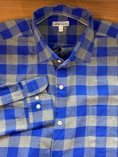 Peter Millar Shirt Mens XL Blue Gray Plaid Button Down Long Sleeve Soft Casual