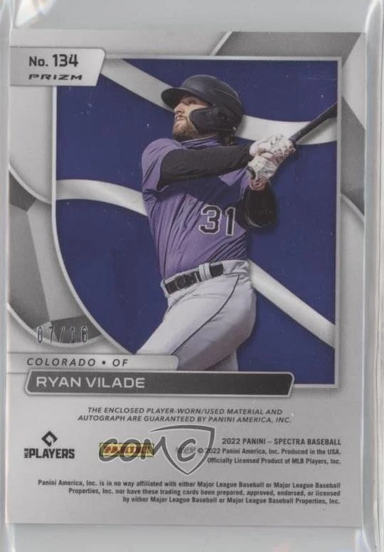 2022 Chronicles Spectra Jersey Splatter Prizm /16 Ryan Vilade Rookie Auto RC - Image 2 of 2