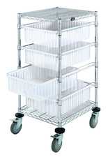 Chrome Utility cart with 4 bins