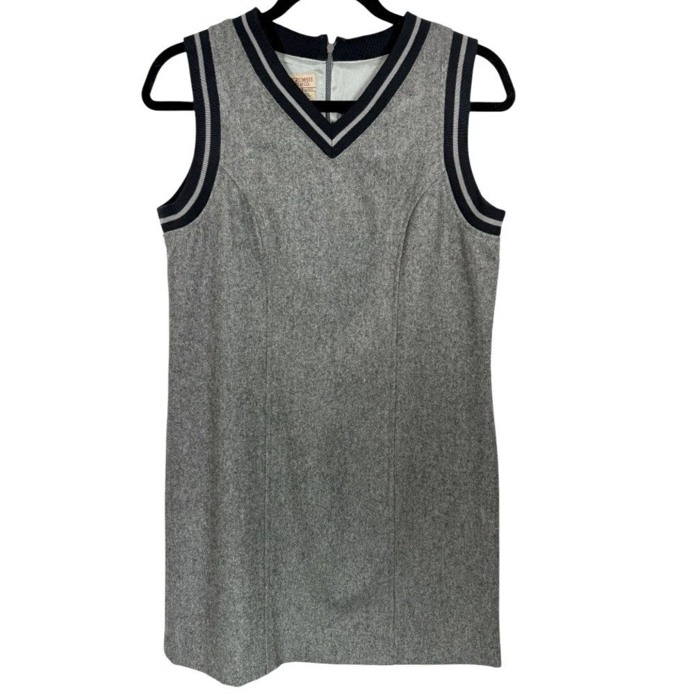 Abercrombie & Fitch Vtg Wool Blend Academia Sleeveless Shift Dress Gray Small
