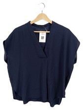 windsor. Damen Bluse Shirt Gr. 42 Dunkelblau V-Ausschnitt Elegant Viskose