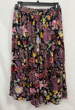 Bonjour Floral Skirt Vintage 80's Peasant Whimsigoth Tiered Boho Womens Size M