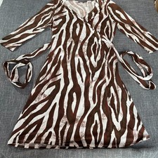 Women’s LuLaRoe Michelle Wrap Dress Zebra Animal Print White Brown NWOT Size S