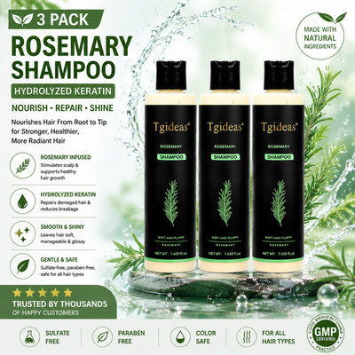 Tgideas Rosemary Hair Growth Natural Anti-Hair Loss Shampoo for Men Women 3PCS