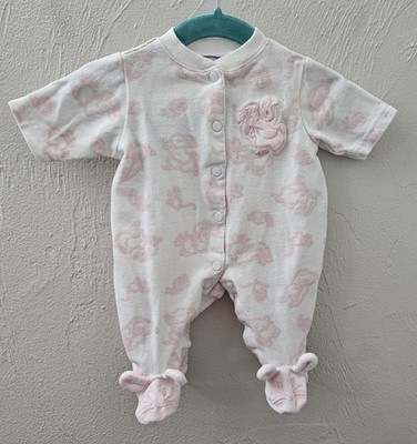 Vintage 2002 Peter Rabbit Beatrix Potter Footed Snap Outfit Girls Pink Bunny 