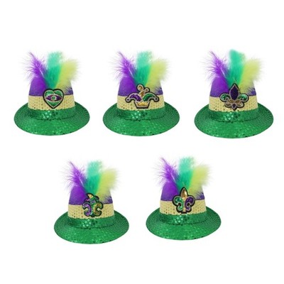 StPatricks Festival Party Jazz Hat Glittering Sequins Feathered Hat For Holiday
