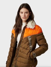 Hunter Original Astro Faux Fur Trim Jacket Comet Orange Basalt Size S