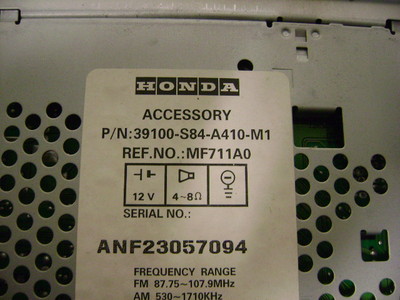 01 02 Honda Accord Sedan Single CD Radio Receiver 39100-S84-A410