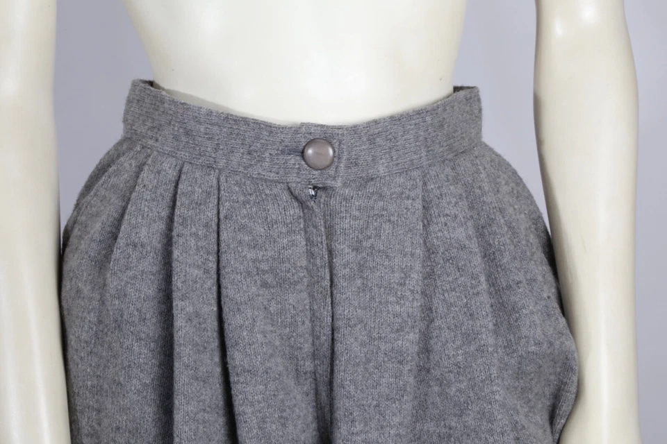 Falda Pantalones Cortos Sartenes Vintage Lana Clio Gris Plisada Hasta la Rodilla Pierna Ancha Talla S Foto 3 de 4