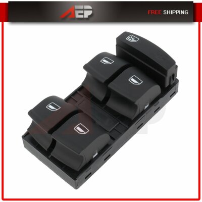 LST Front Left Power Window Switch For Audi A3 (8PA), A6 (4F), Q7 (4L) – Replaces 4F0959851, Black