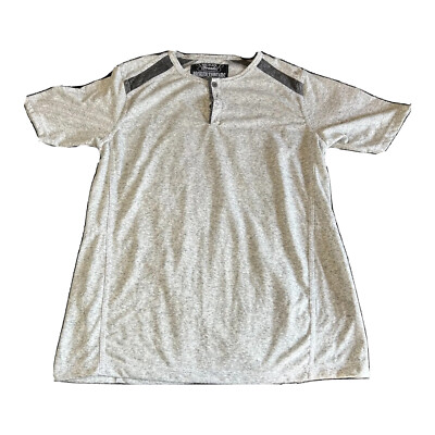 Broken Threads 1975 Gray 1/4 Button Up Short Sleeve T-shirt Mens Size Medium