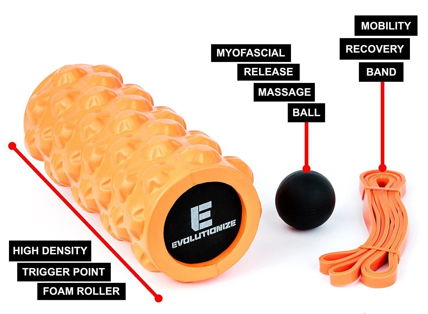 Foam Roller 3-in-1 Deep Tissue Complete Mobility Kit (LOT) 50 pcs/LOT