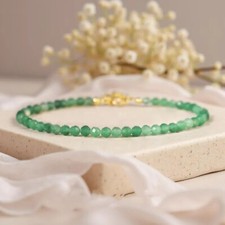 Natural Green Emerald Healing Reiki Crystal Minimalist Dainty Skinny Bracelet
