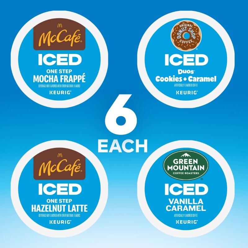 Keurig, ICED Coffeehouse Variety Pack Medium Roast K-Cup Coffee Pods, 24 count