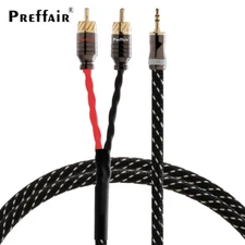 Hifi Audio Signal Cable 3.5mm 3poles Balanced to Gold-plated Brass 2RCA Plug NEW