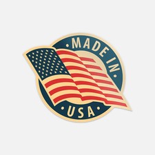 Made In USA Flag Round Emblem Badge Vinyl Sticker Decal