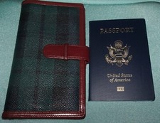 POLO RALPH LAUREN VTG Blackwatch Navy/Hunter Tartan Plaid Leather Clutch Wallet