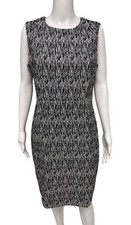 Calvin Klein Women's Sleeveless Black And White Striped Bodycon Dress Size 14