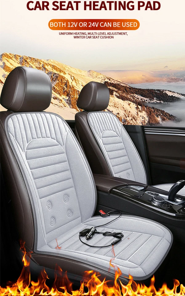 Cojín calentador de felpa con interruptor de ajuste de temperatura para funda de asiento con calefacción de coche Foto 3 de 4