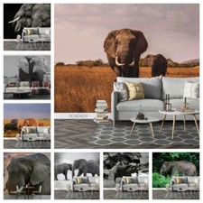 3D Elephant Grass Scenery Self-adhesive Wallpaper Removable Wallpaper Wall Mural