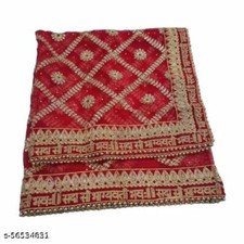 Indian bridal Dupatta Net Zari Work RED SAUBHAGAYAWATI BRIDAL WEDDING DUPATTA