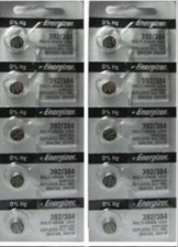 Ten (10) ENERGIZER 392/384 192 SR41SW LR41 AG3 V392 D384 D392 Watch Batteries**