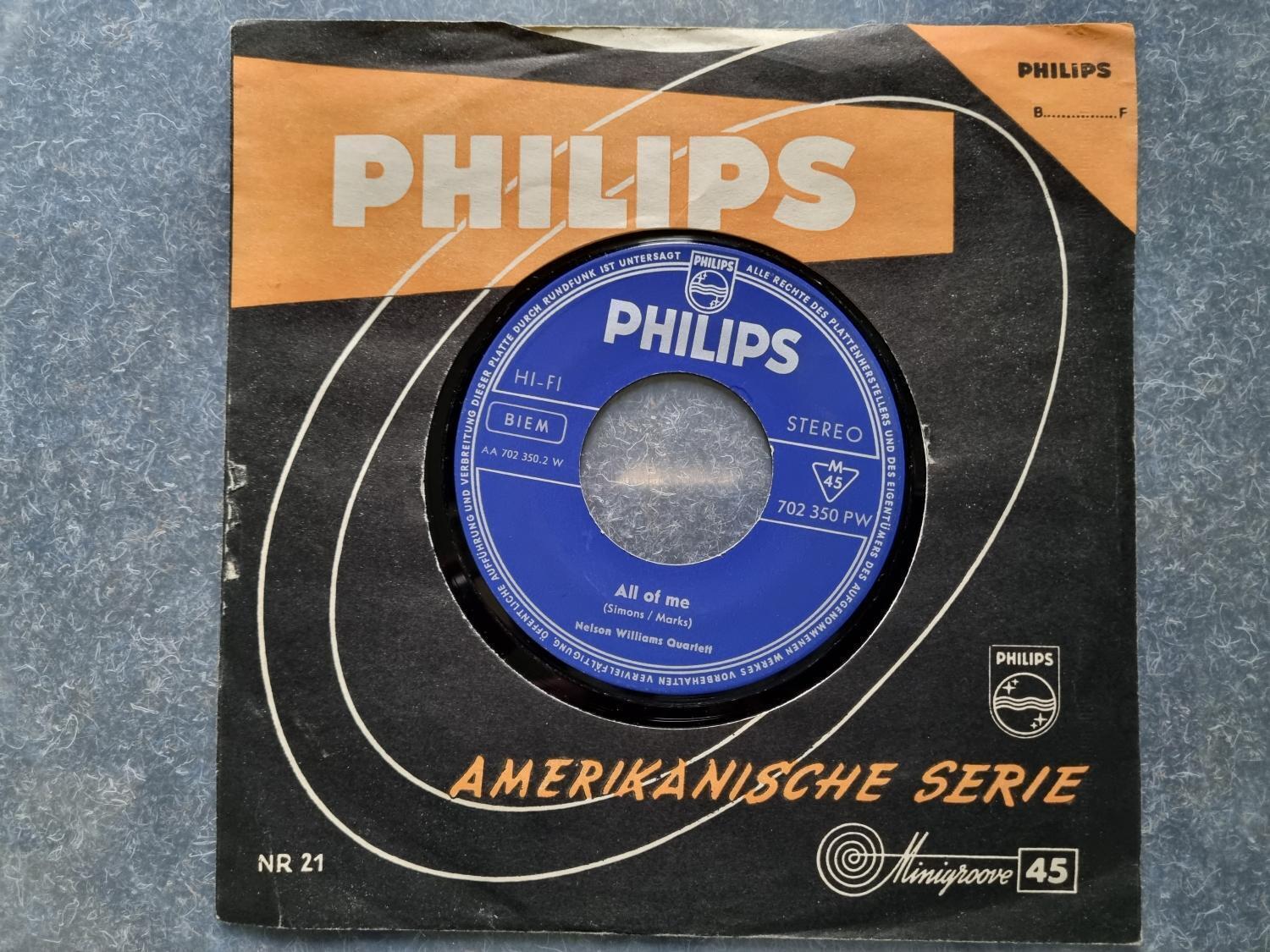 7"" Single Vinyl Nelson Williams Quartett - All of me/ My blue heaven GERMANY
