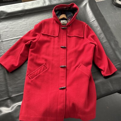 Vintage LL Bean Women's M or L Peacoat Made in USA Red Wool Toggle