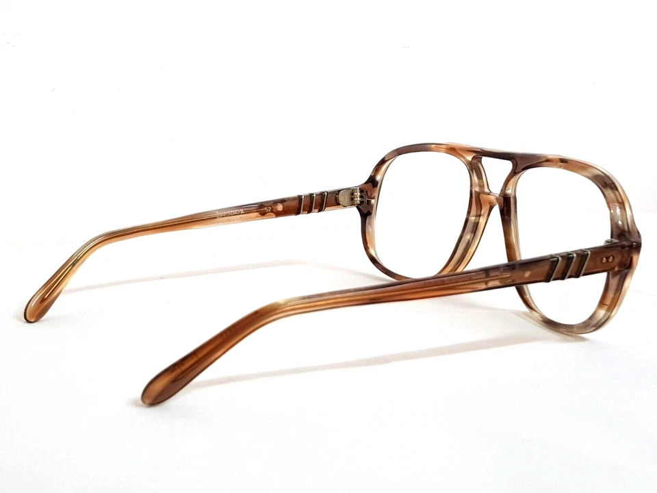 VTG ASDOR PATENT CHARLIE OMEGA GLASSES AVIATOR PILOT BROWN FRAMES ITALY 52/20 - Image 3 of 4