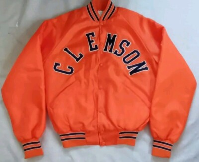 VTG RARE MADE USA! COLLEGE JOGS BY RAH RAH SALES CLEMSON TIGERS SATIN  JACKET S