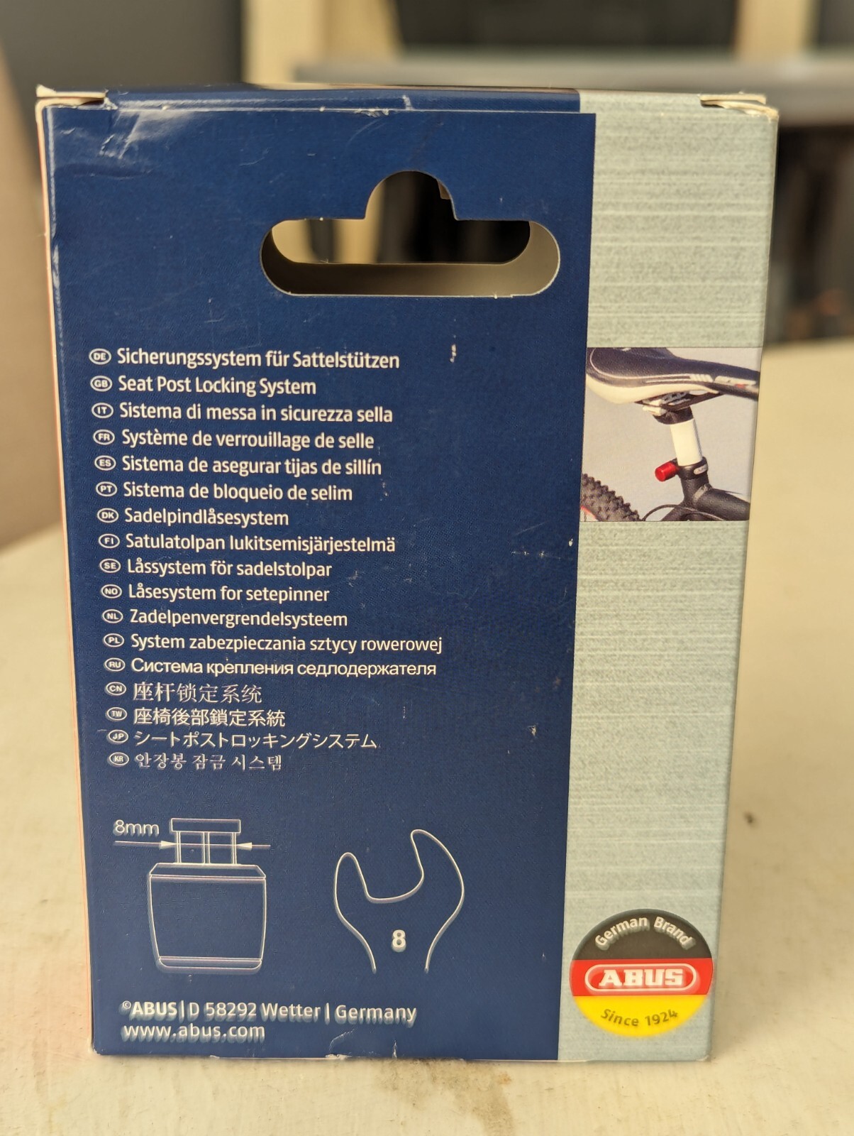 Abus NutFix Saddle Post Clamp 28.6 mm Black Seat Post Locking System, New in Box
