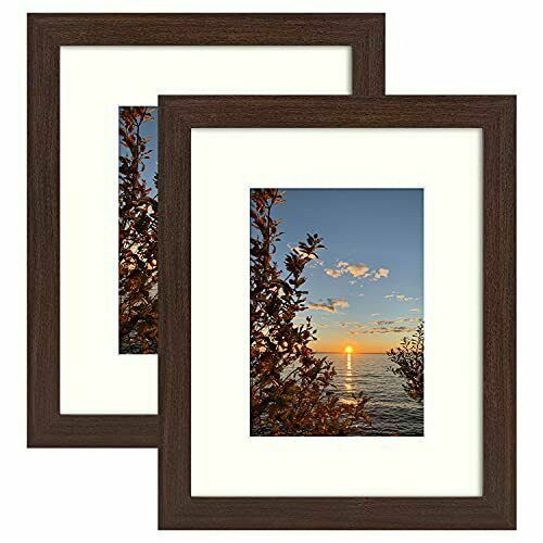 Picture Frames with Mat for 5 x 7 or 8 x 10 Photo Brown 2 Pack Tabletop Wall-image