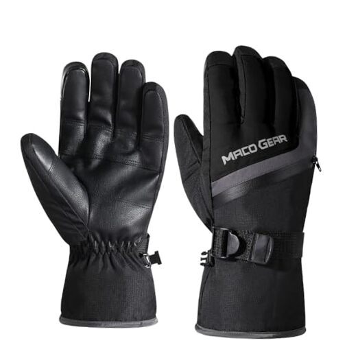 Waterproof Insulated Men's Ski Gloves, Touchscreen Capability – Medium Black