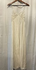 Vintage Miss Elaine White Nylon Lace Sheer Sleeveless Nightgown Size Small