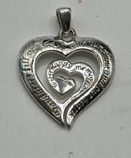 Sterling 925 Silver Heart Quote Pendant, Daughter Fill Our Days W Sunshine