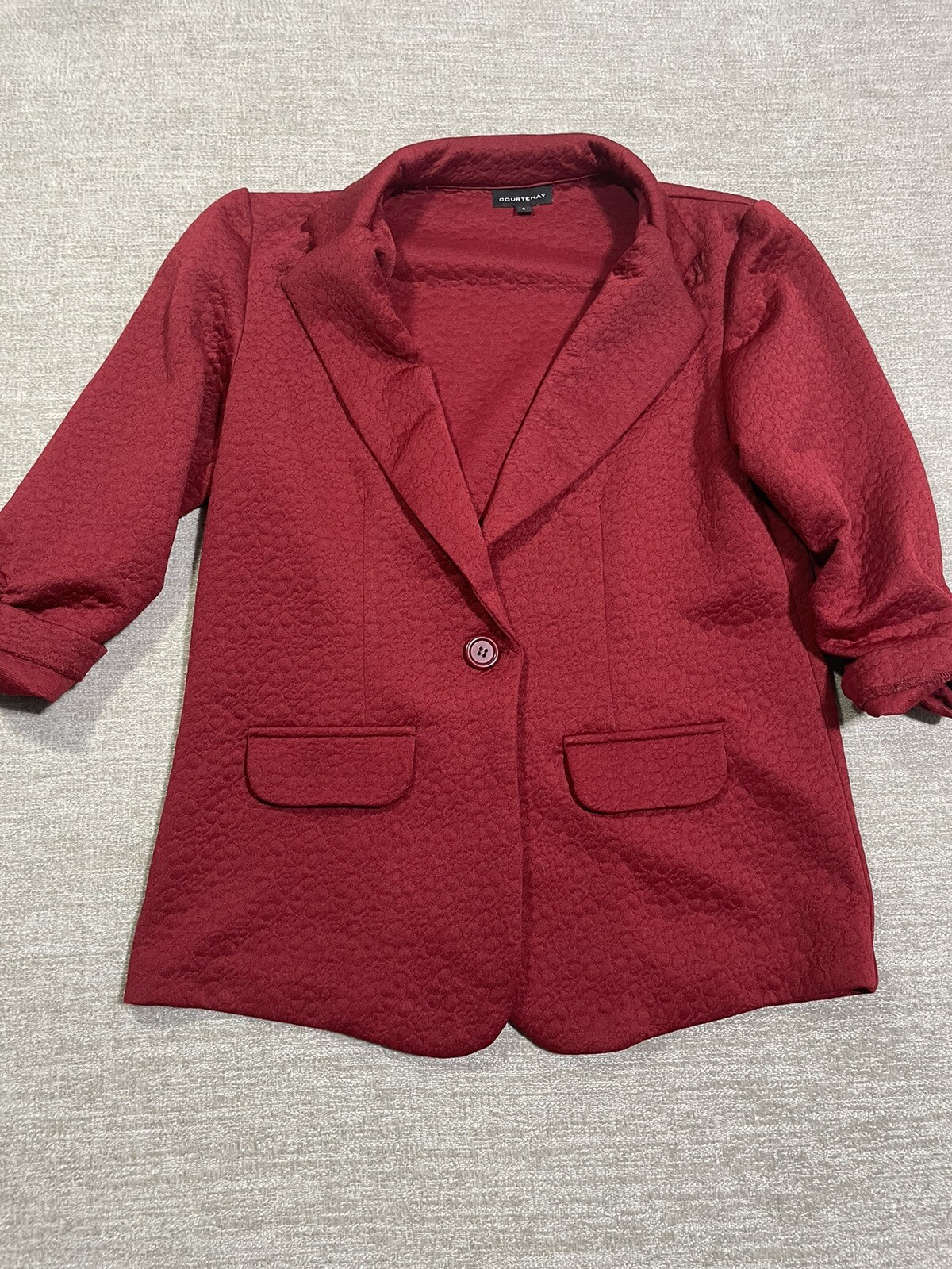 Courtenay Blazer Women's Small Red Collared Button Down Bell Sleeve