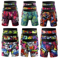 Mens Boxer Briefs 3 Pack Long Leg Shorts Comfort Soft Trunks Underwear Quick Dry