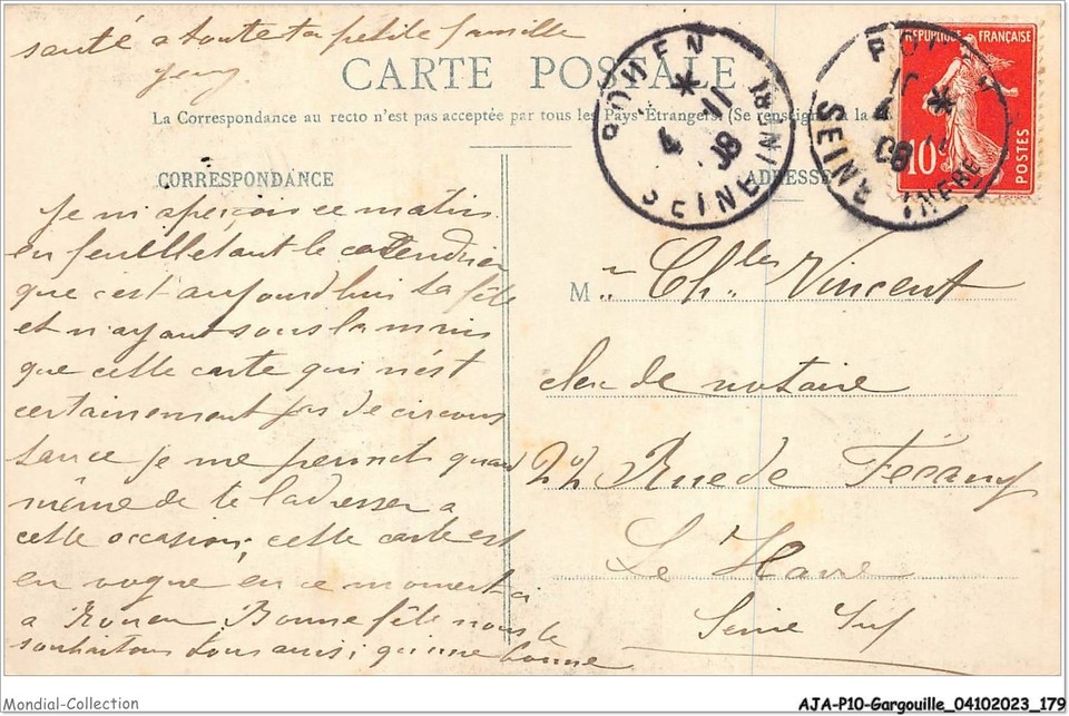 ajap10-gargouille-0982-postal-rouen-ebay