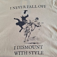 Western Horse Rodeo Tan T Shirt Bronco I Neve...